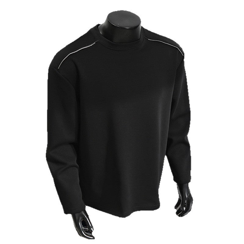 Men's Relaxed-Fit Cotton Blend Crewneck Sweatshirt with Raglan Seams and Melange Texture Mune Fashion