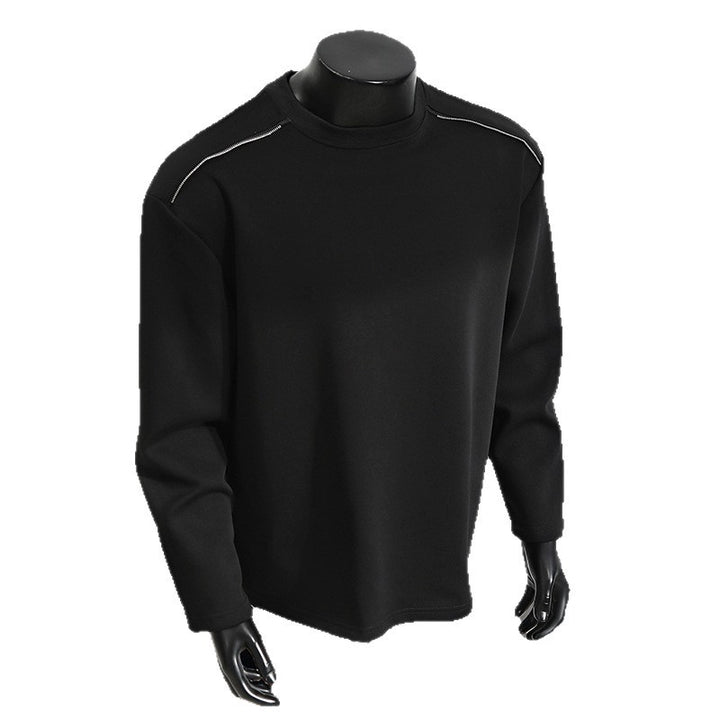Men's Relaxed-Fit Cotton Blend Crewneck Sweatshirt with Raglan Seams and Melange Texture Mune Fashion