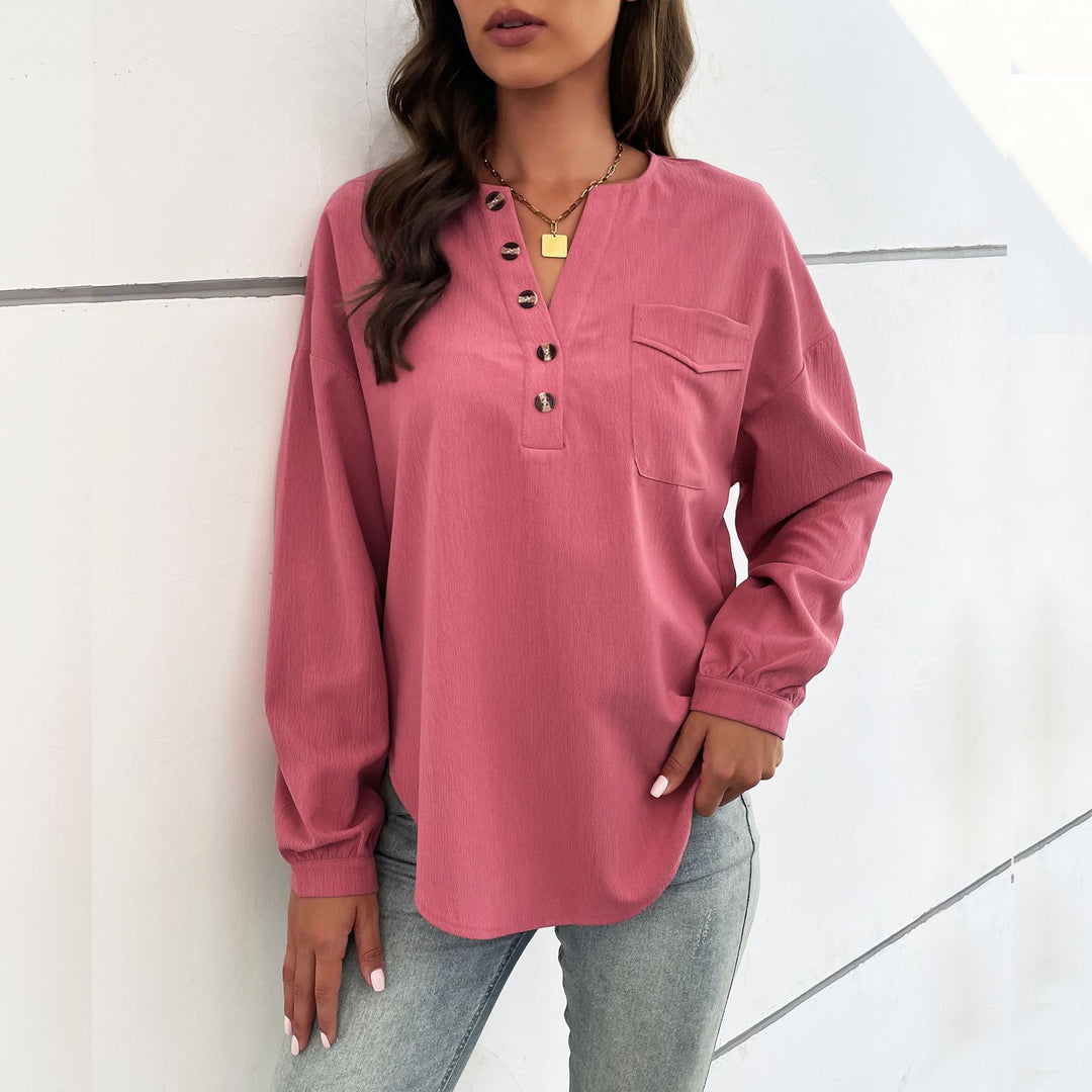 Ladies Casual Long Sleeve Blouse with Button Details Mune Fashion