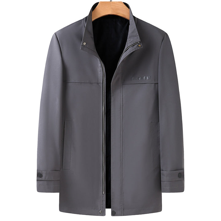 Men's Lightweight Water-Repellent Short Coat with Stand-Up Collar and Concealed Zipper Mune Fashion