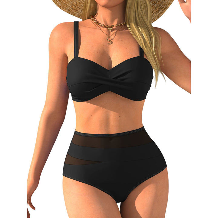 Women's High-Waisted Bikini with Fashionable Twist Mune Fashion