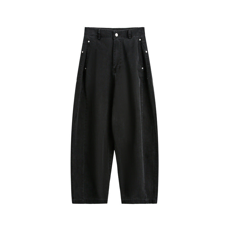Women's Wide High-Waist Cargo Pants with Drop Crotch and Patch Side Pockets Mune Fashion