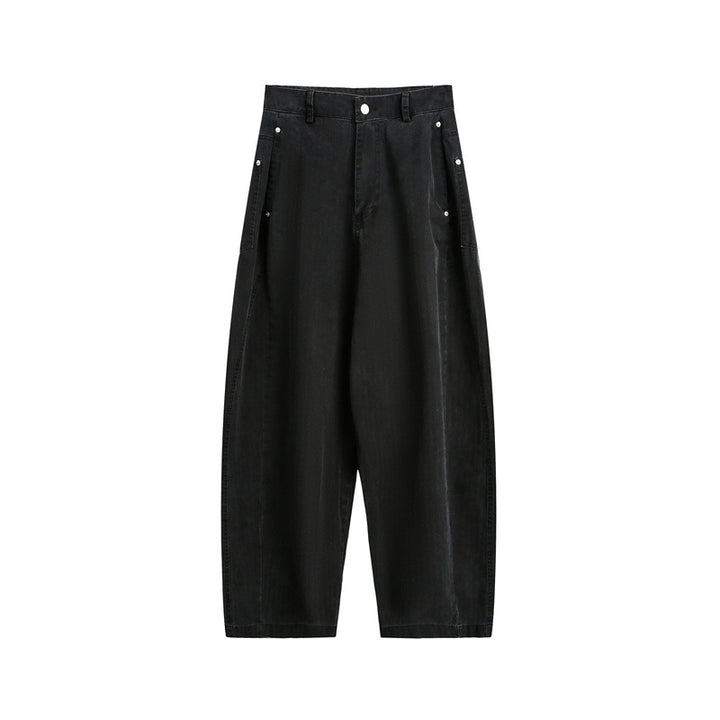 Women's Wide High-Waist Cargo Pants with Drop Crotch and Patch Side Pockets Mune Fashion