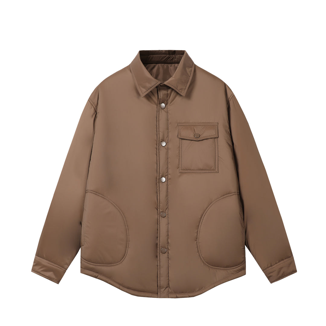 Unisex Short Cut Thermal Shirt Jacket with Shirt Collar and Flap Pocket Mune Fashion