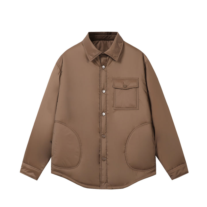 Unisex Short Cut Thermal Shirt Jacket with Shirt Collar and Flap Pocket Mune Fashion