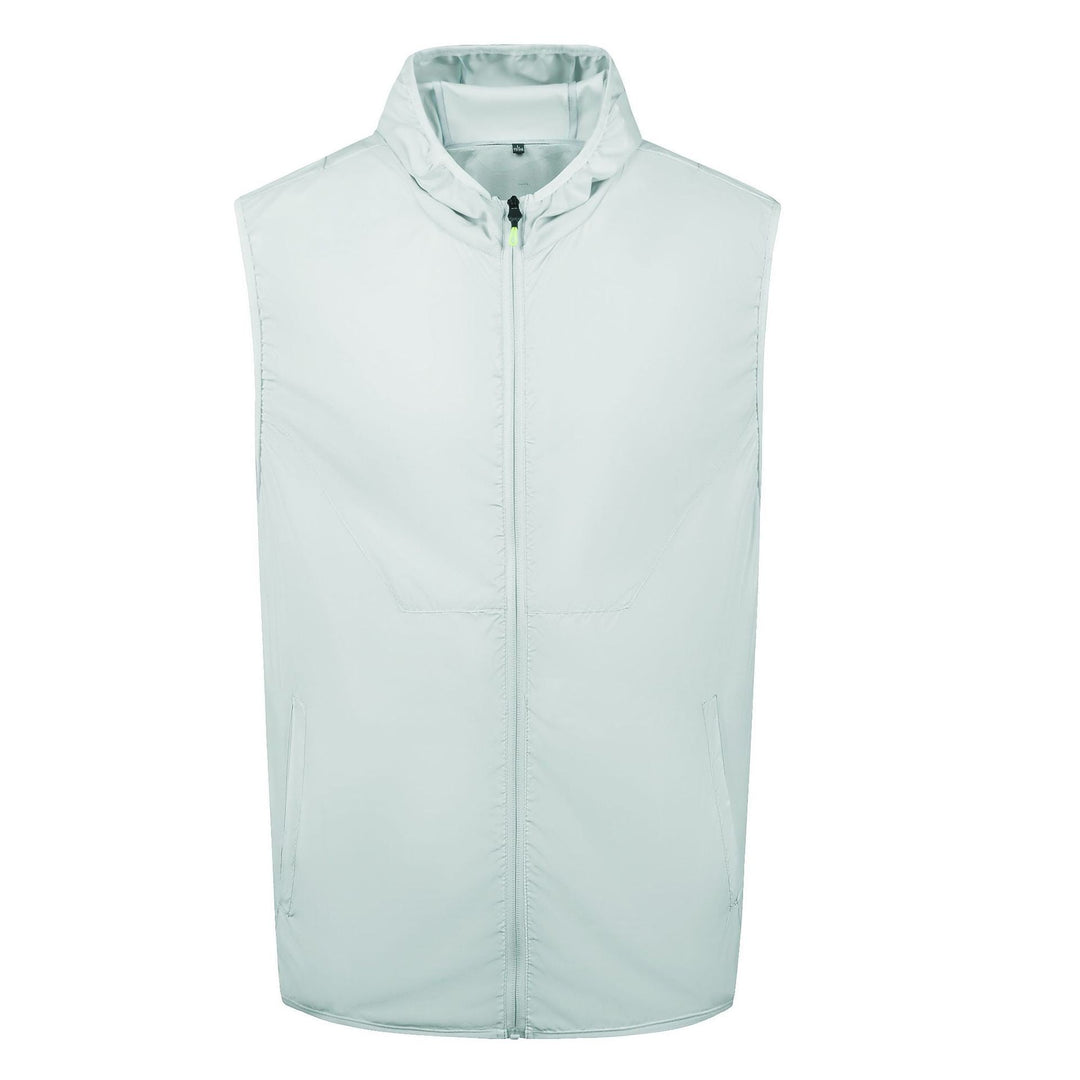 Men's lightweight short sleeve vest with stand-up collar, water-repellent nylon blend and zippered pockets Mune Fashion