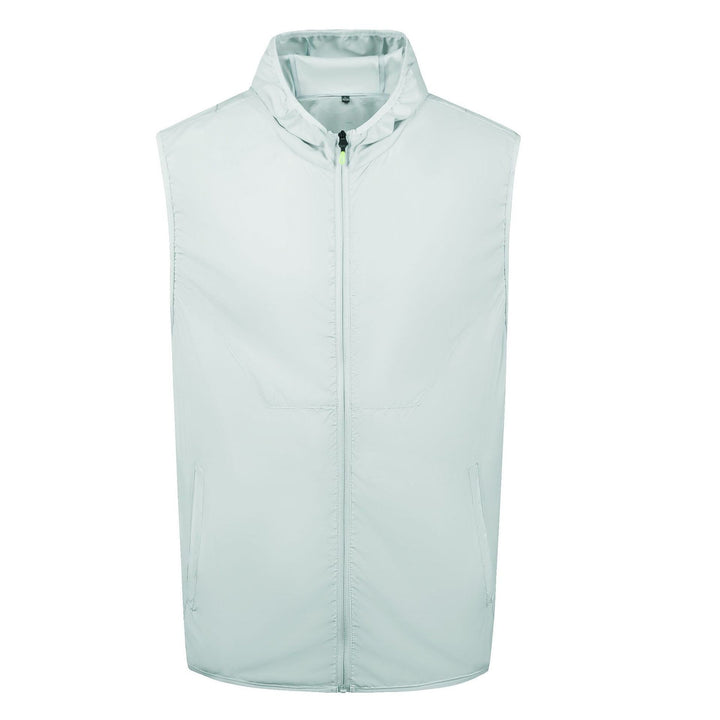 Men's lightweight short sleeve vest with stand-up collar, water-repellent nylon blend and zippered pockets Mune Fashion