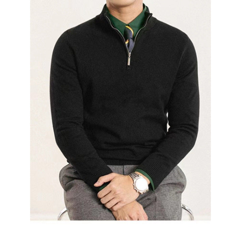 Men's luxurious fine knit half zip pullover with concealed zipper and narrow rib Mune Fashion