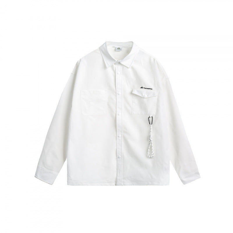 Unisex Oversize Shirt Jacket with Flap Pockets, Snap Button Placket and Carabiner Detail Mune Fashion