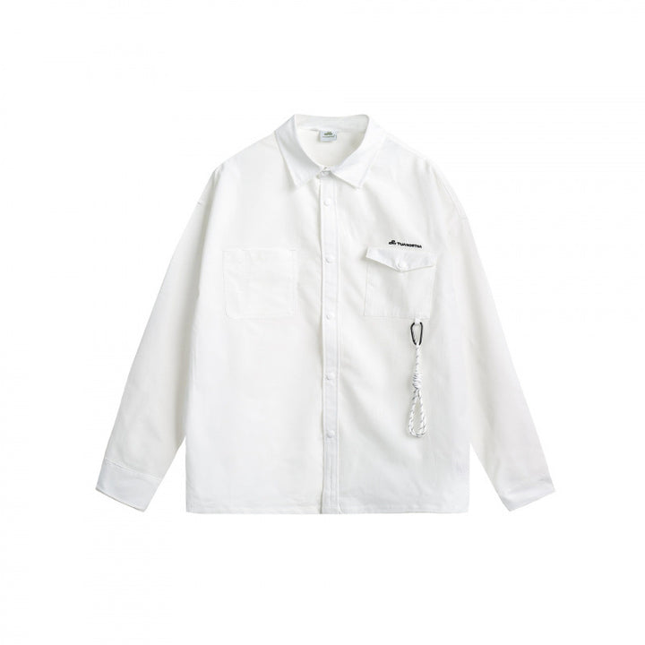 Unisex Oversize Shirt Jacket with Flap Pockets, Snap Button Placket and Carabiner Detail Mune Fashion