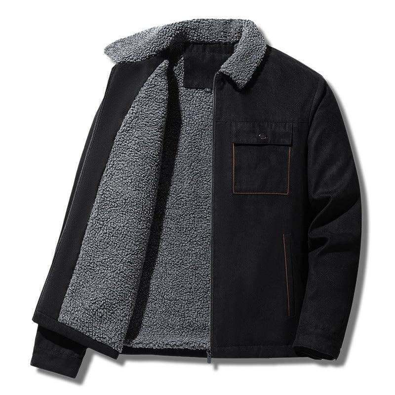 Men's padded Sherpa canvas jacket with zipper Mune Fashion