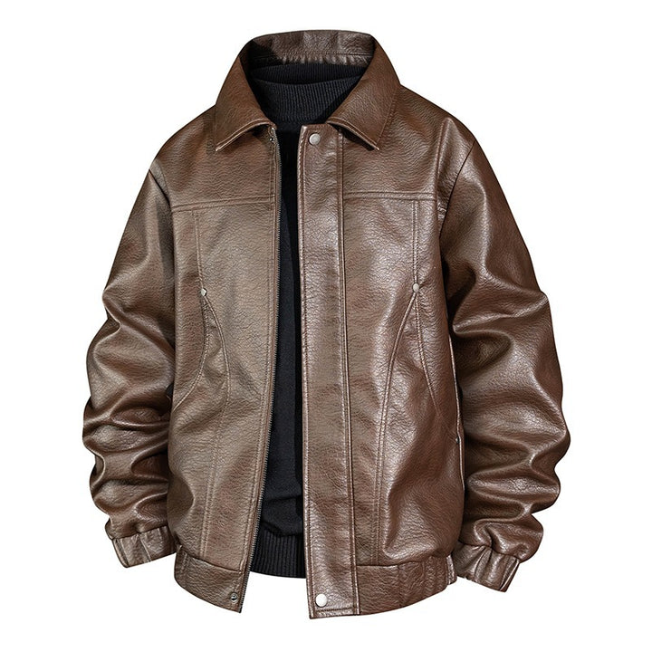 Men's Fashion Faux Leather Bomber Jacket Mune Fashion