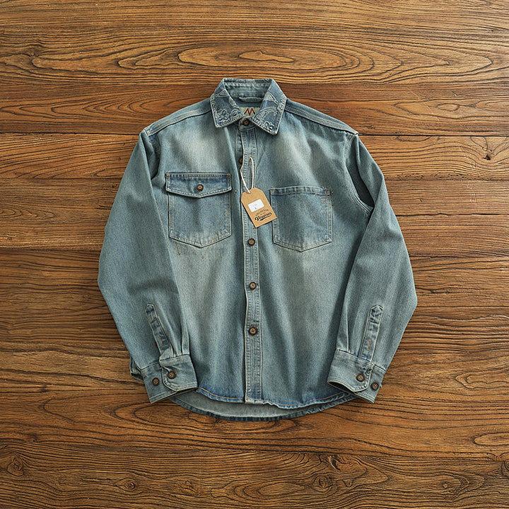 Men's Denim Shirt Jacket with Chest Pockets Mune Fashion