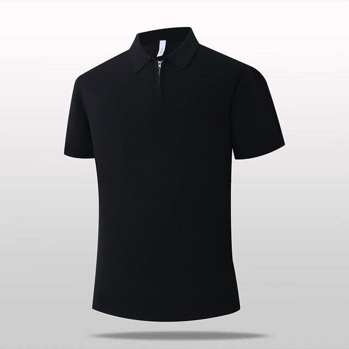 Men's Short Sleeve Polo Shirt with Zipper Mune Fashion
