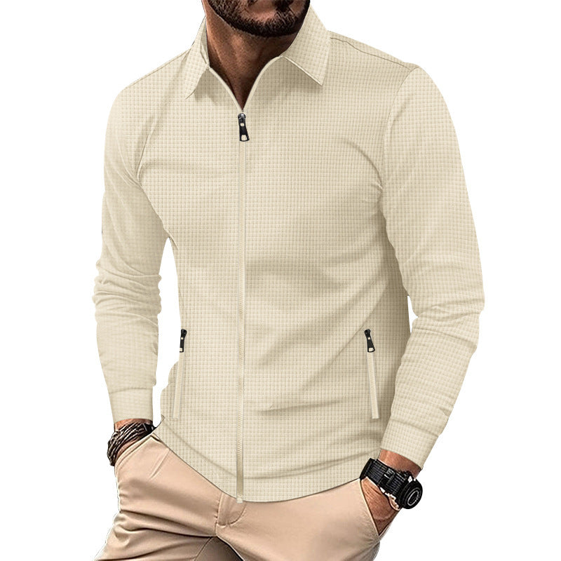 Men's patterned structured Slim-Fit zip-over shirt with collar Mune Fashion