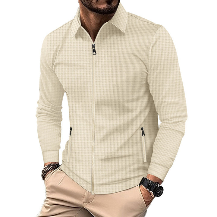 Men's patterned structured Slim-Fit zip-over shirt with collar Mune Fashion