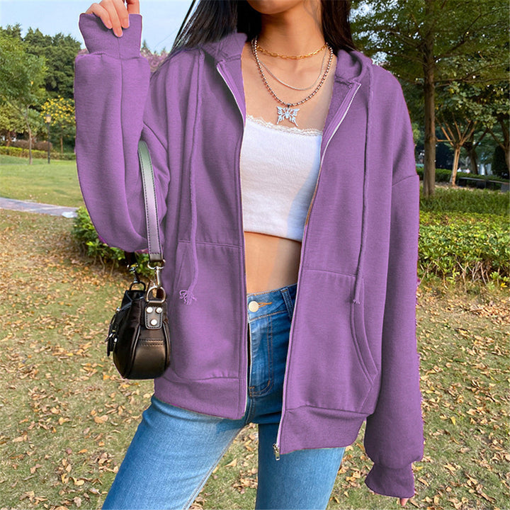 Women's lightweight hoodie zipper with oversized fit, kangaroo pockets and full-length zipper Mune Fashion