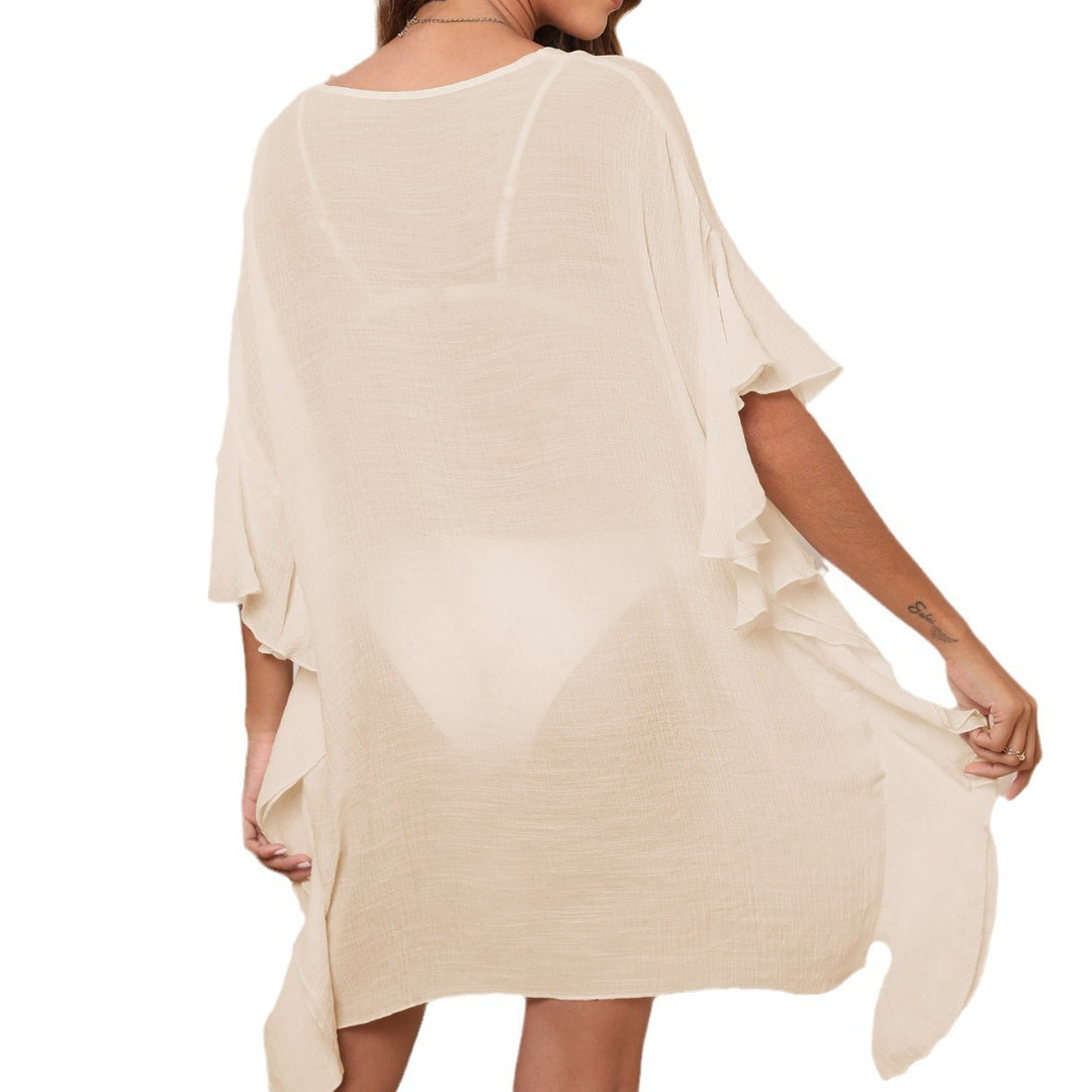Women's airy beach cover-up with fringed sleeves Mune Fashion