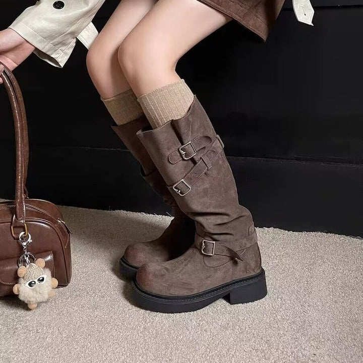 Women’s Fashion Over-the-Knee Boots with Buckle Design Mune Fashion