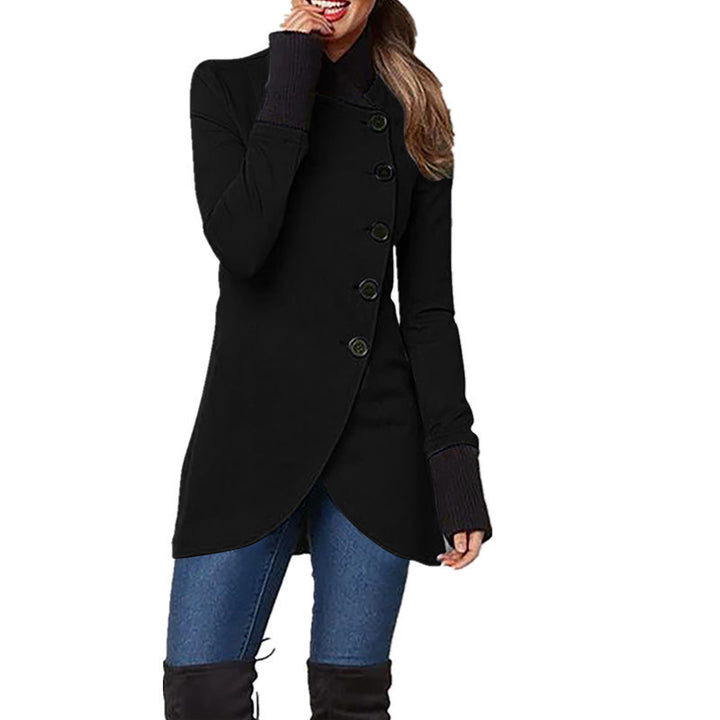 Women's nan asymmetrical long cardigan with button closure and ribbed cuffs Mune Fashion