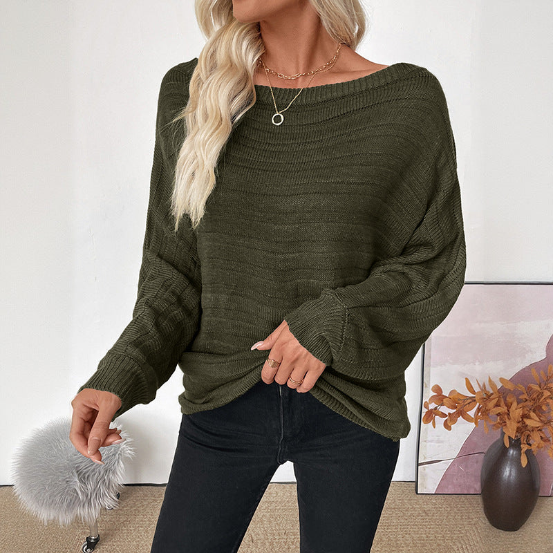 Women Oversized Off-Shoulder Chunky Knit Tunic with Dropped Shoulder and Balloon Sleeves Mune Fashion