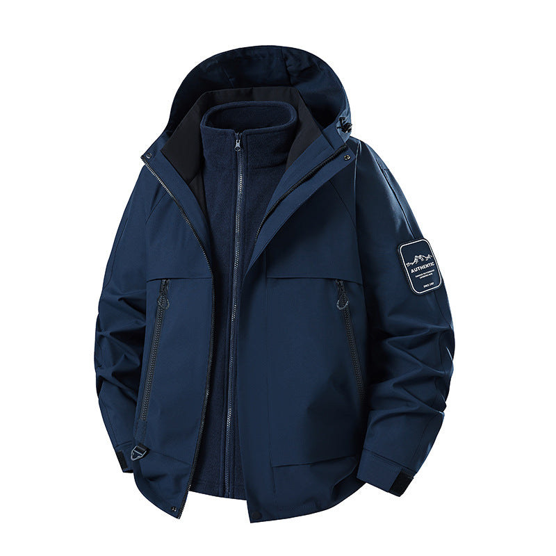 Men's multifunctional waterproof softshell rain jacket with removable fleece inner jacket Mune Fashion