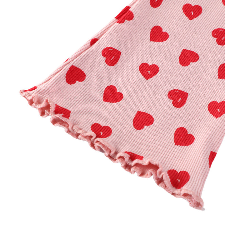 Girl's bell-bottom leggings with cheerful heart design Mune Fashion