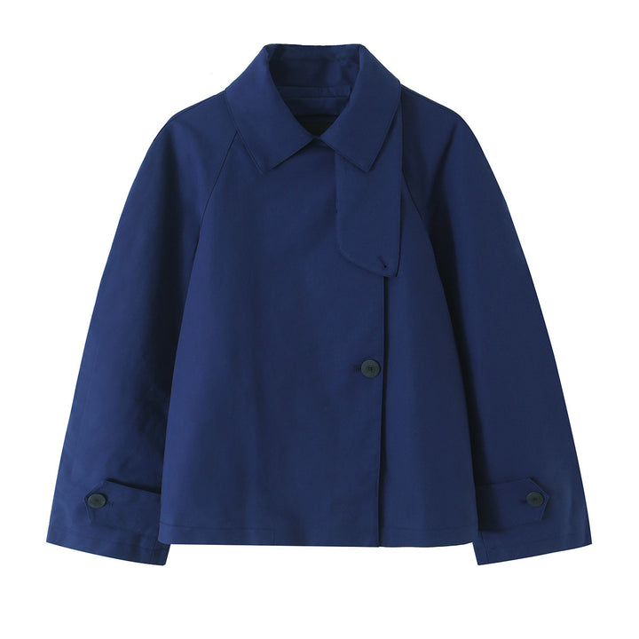 Ladies short jacket in boxy cut with concealed button placket and shirt collar Mune Fashion