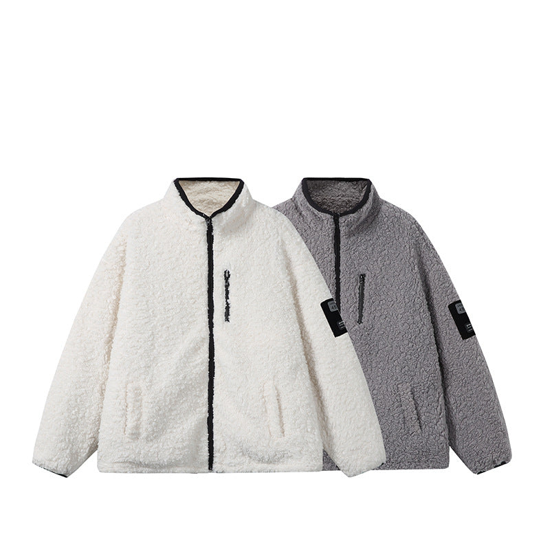 Unisex Teddy Fleece Jacket with Stand-up Collar, High Warmth and Contrasting Zipper Mune Fashion