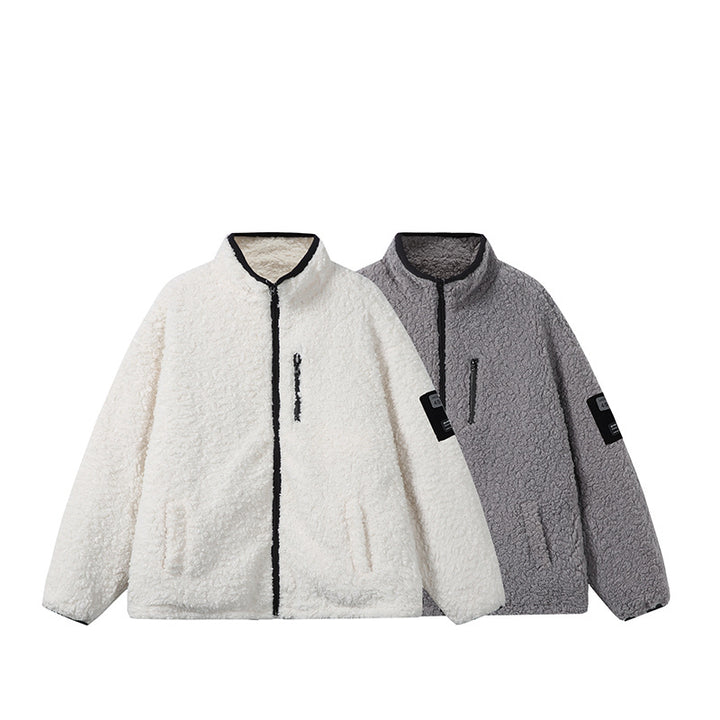 Unisex Teddy Fleece Jacket with Stand-up Collar, High Warmth and Contrasting Zipper Mune Fashion