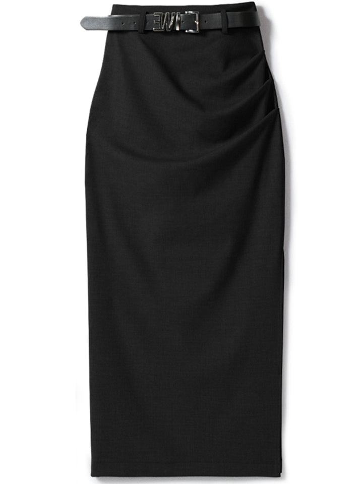 Ladies Elegant Wrap Skirt with Waist Belt Mune Fashion