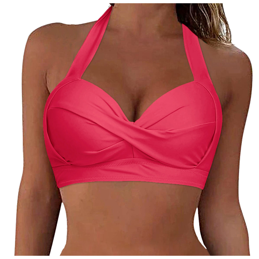 Women's Sporty Bikini Top with Deep Neckline and Halter Design Mune Fashion