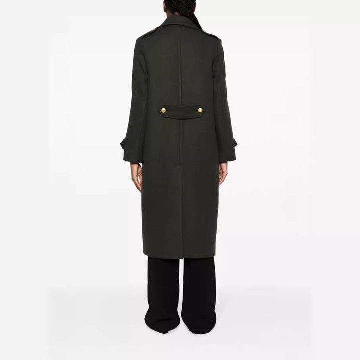 Women's Double-breasted Oversized Wool Blend Coat with Distinctive Lapels and Adjustable Cuffs Mune Fashion