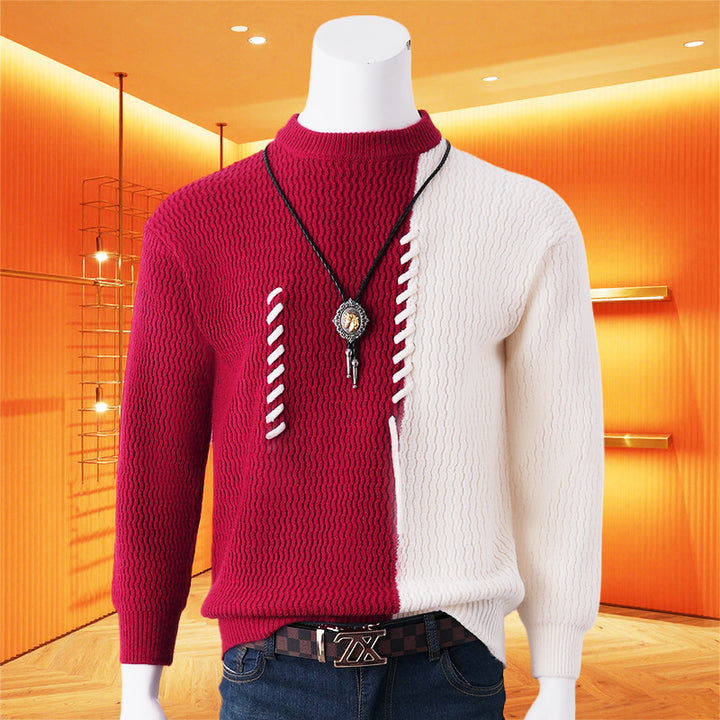 Men's Half-Split Knit Sweater with Decorative Cord Detail Mune Fashion