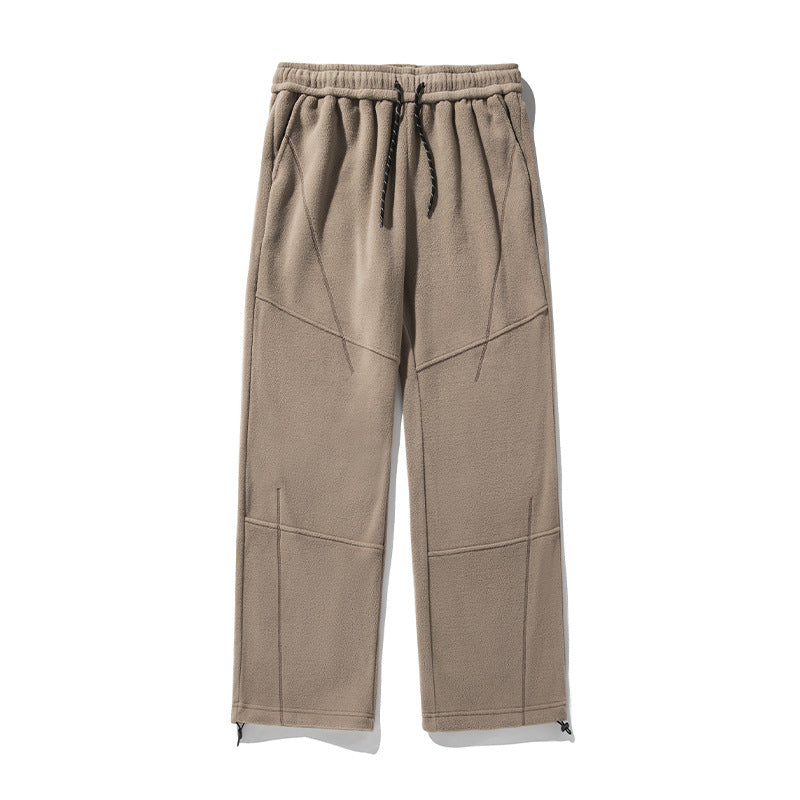 Unisex Wide Fleece Pants with Elastic Waistband, Drawstring and Adjustable Hem Mune Fashion