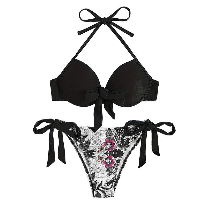 Women's bikini with knot-shaped top and floral bottom Mune Fashion