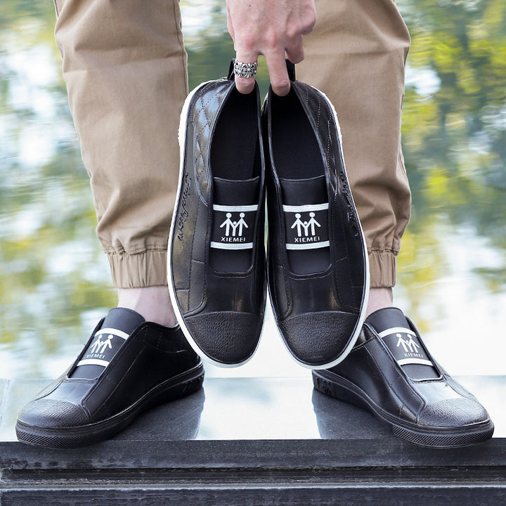 Women Casual Slip-On Sneakers in Leather Look with Quilted Heel and Contrasting Rubber Sole Mune Fashion