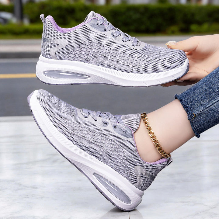 Ladies nan lightweight knit fitness sneakers with visible air cushioning and reactive EVA platform sole Mune Fashion