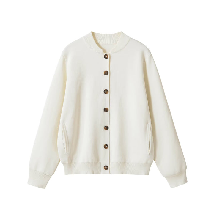 Women's Oversize Cardigan with Button Placket, Ribbed Cuffs and Side Pockets Mune Fashion