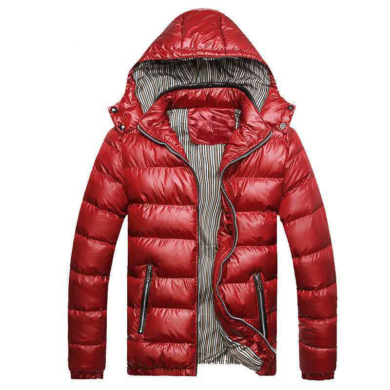 Men's Lightweight Padded Jacket with Hood, Thermal Insulation and Striped Lining Mune Fashion