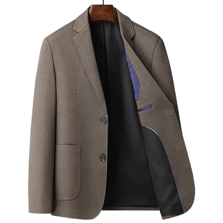 Men Half-lined Structured Blazer with fine Pinstripe Look and Two-button Silhouette Mune Fashion