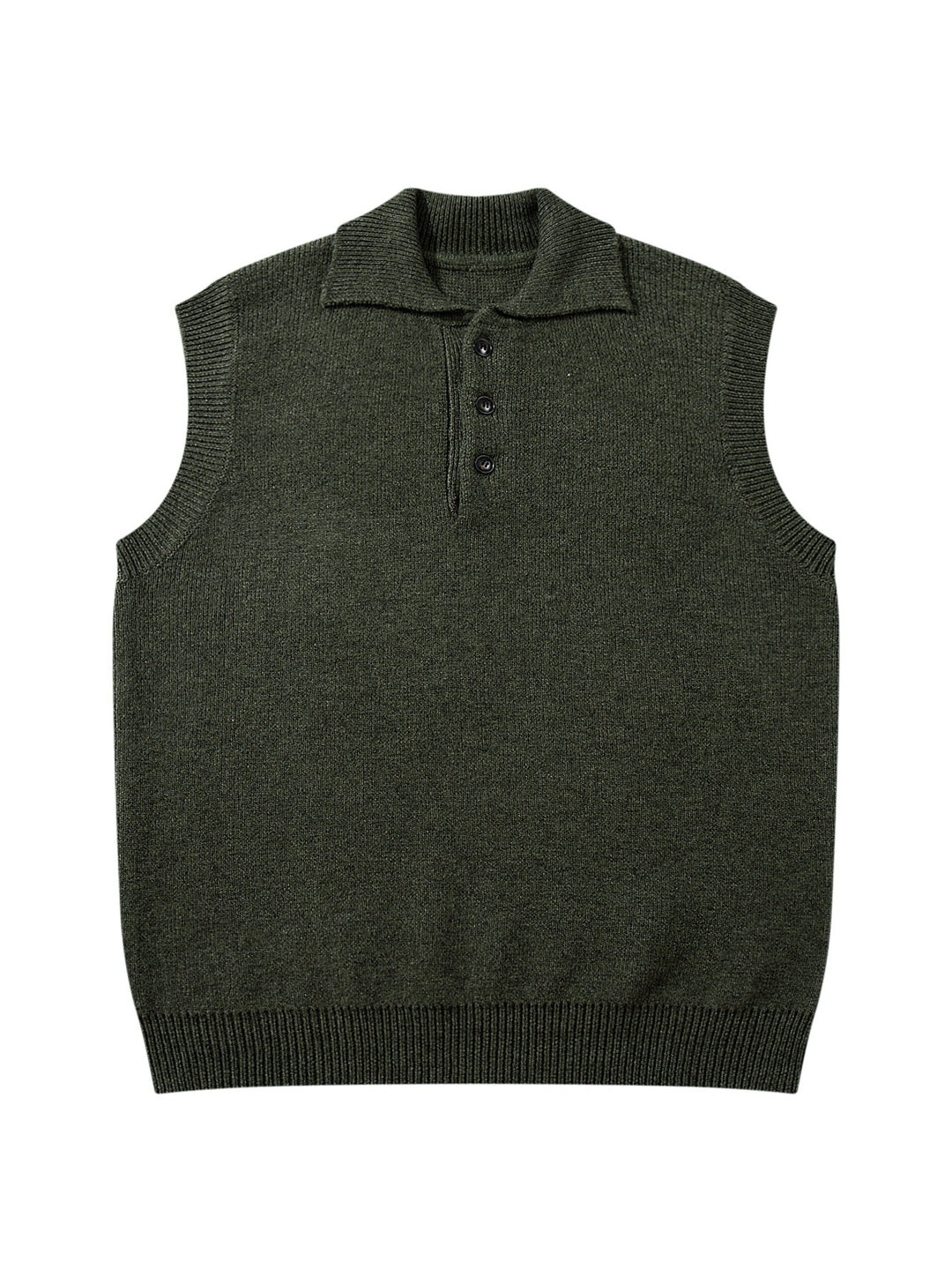 Unisex Sleeveless Knitted Vest with Polo Collar and Button Placket Mune Fashion