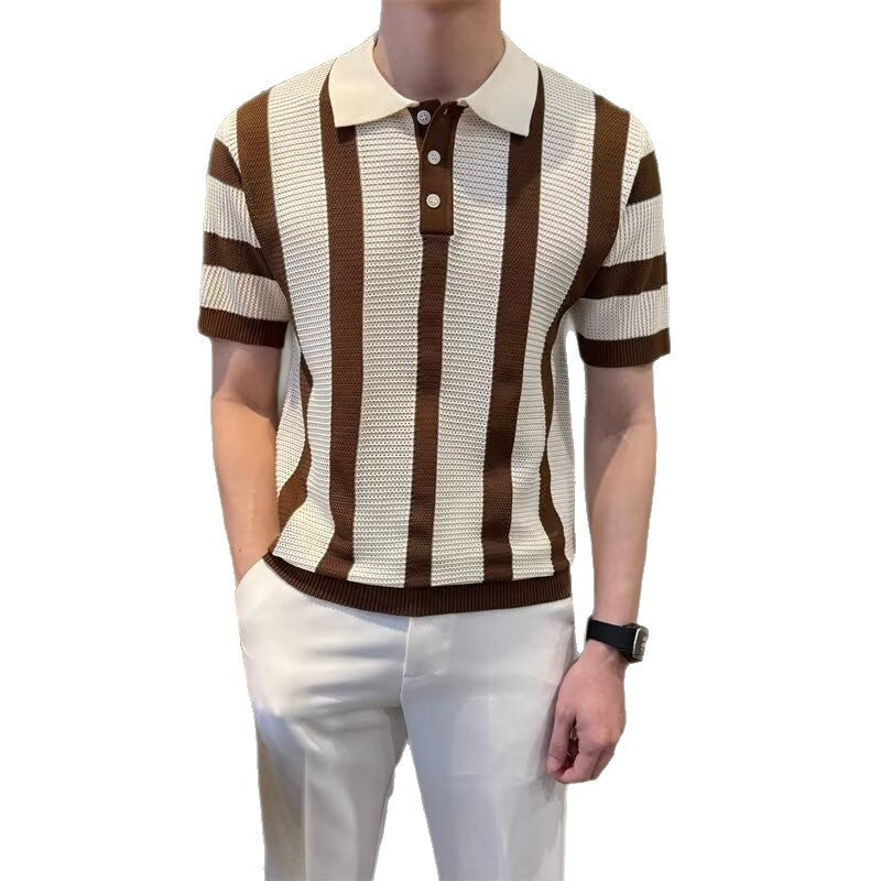 Men's Stylish Short-Sleeved Knitted Polo Shirt Mune Fashion