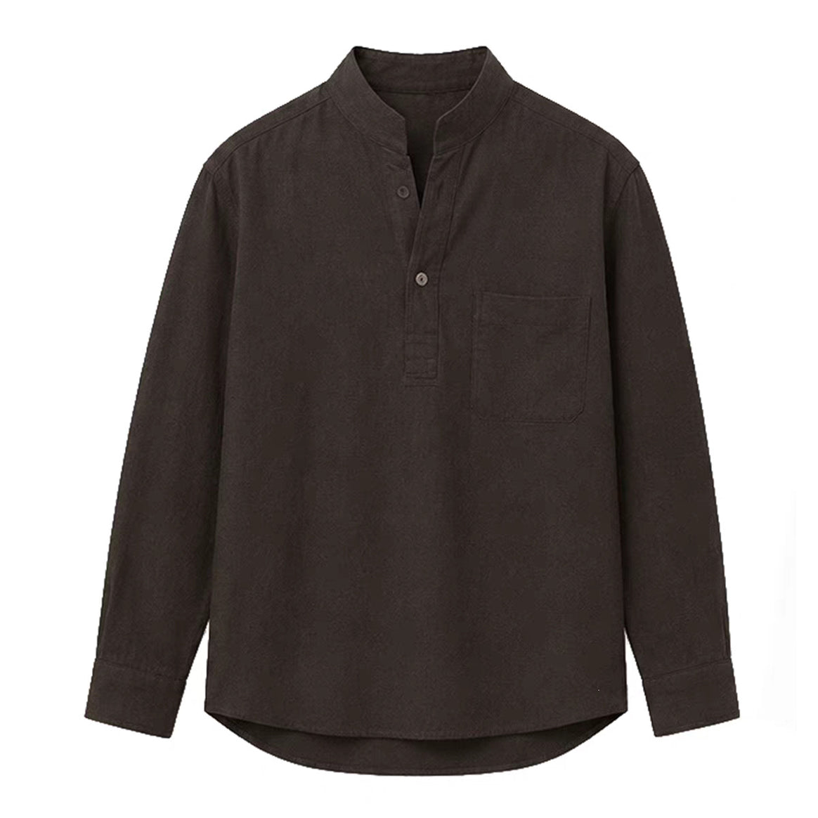 Men's shirt with Mandarin collar, half-button placket, and chest pocket Mune Fashion