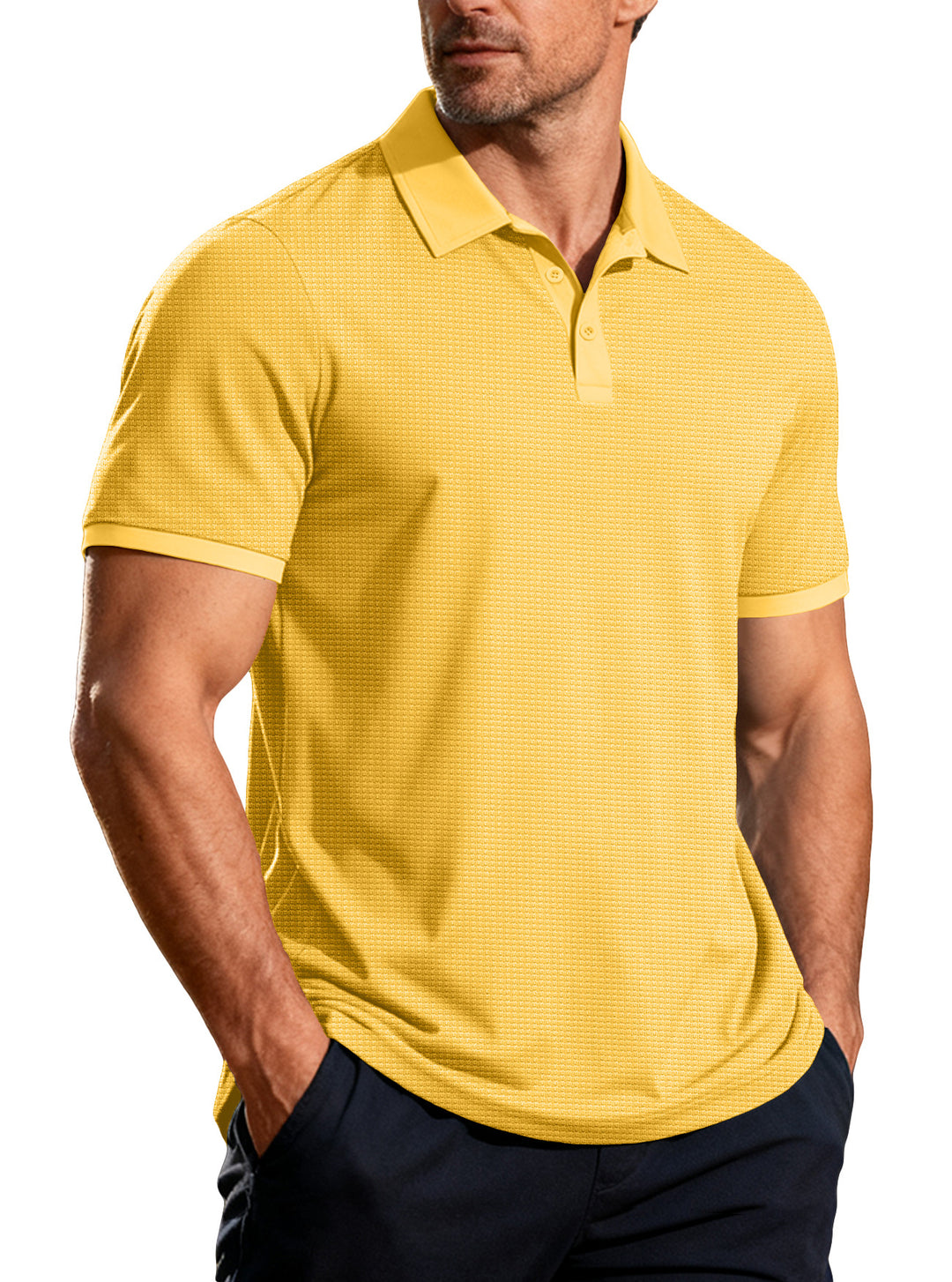 Men's structured pique short-sleeve polo shirt with shirt collar Mune Fashion