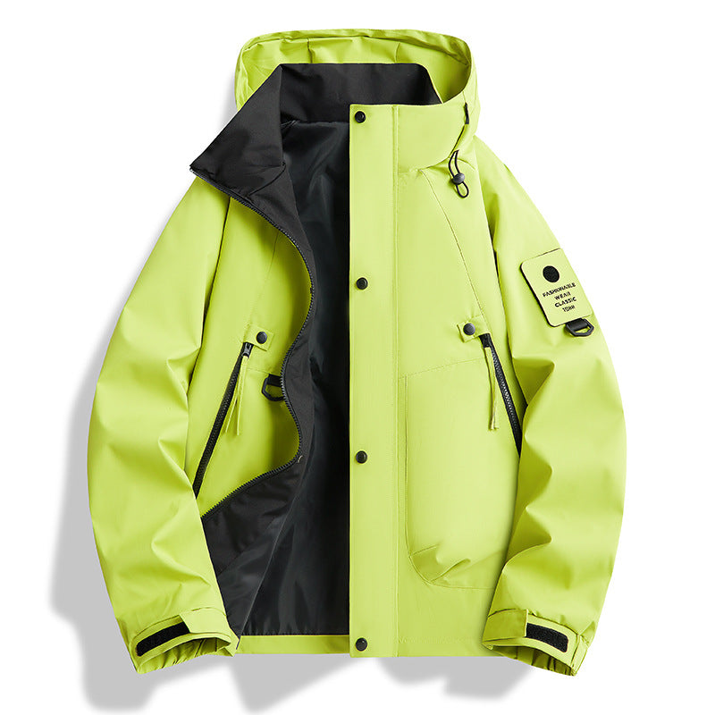 Men Water-Repellent Tech Utility Hooded Jacket with Hidden Zipper Mune Fashion