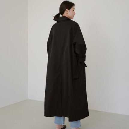 Women Longer Cotton Blend Swing Coat in Oversized Look with Dropped Shoulder and Patch Pockets Mune Fashion