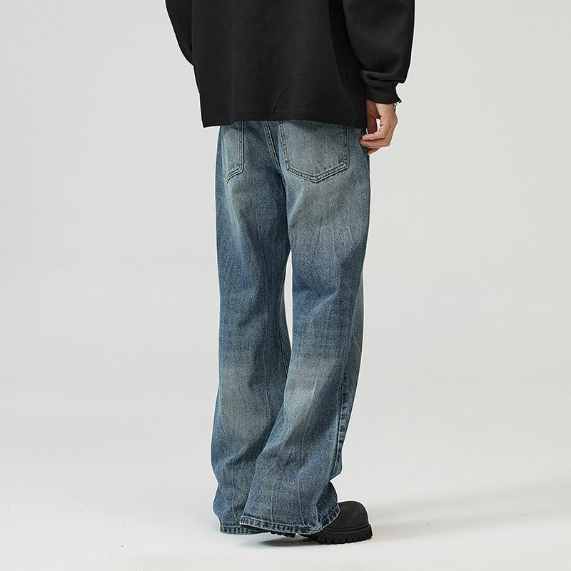 Men's wide jeans in relaxed cut with low rise and used look Mune Fashion