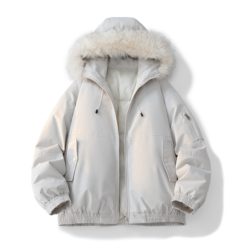 Ladies Fashionable Winter Jacket with Removable Faux Fur Collar Mune Fashion