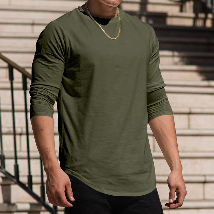 Men's long-sleeve shirt with extended round hem and slim fit made of elastic functional jersey Mune Fashion